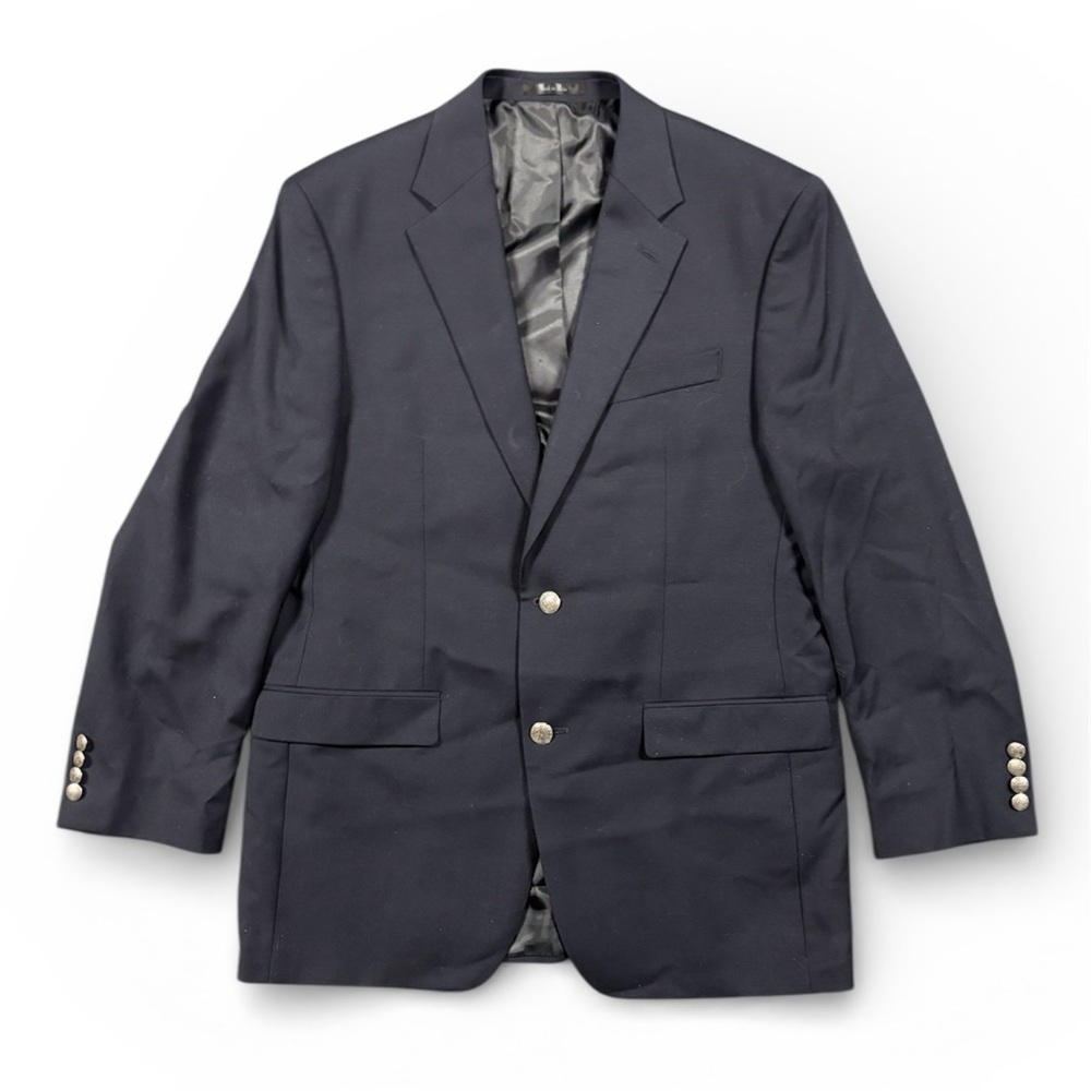 RALPH Ralph Lauren Navy Wool Blazer Gold Crest Buttons 40R